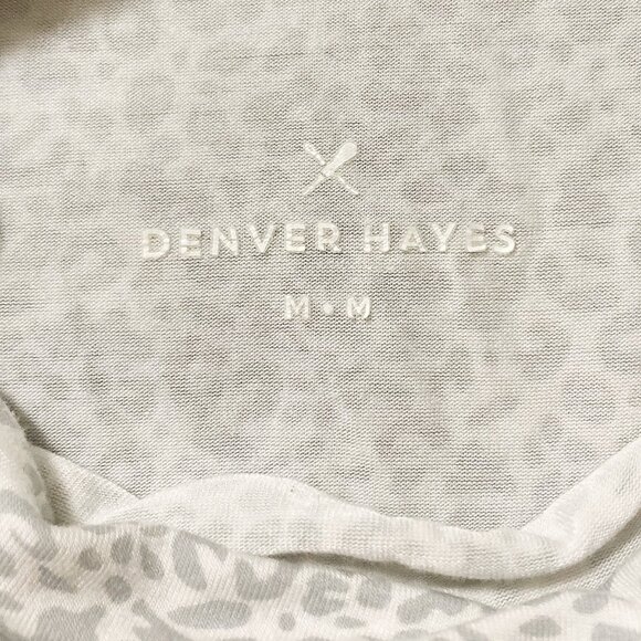 DENVER HAYES Cream light grey leopard print cowl turtleneck top MEDIUM LARGE tee - Picture 2 of 13